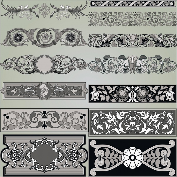 document decorative elements collection retro elegant symmetric design