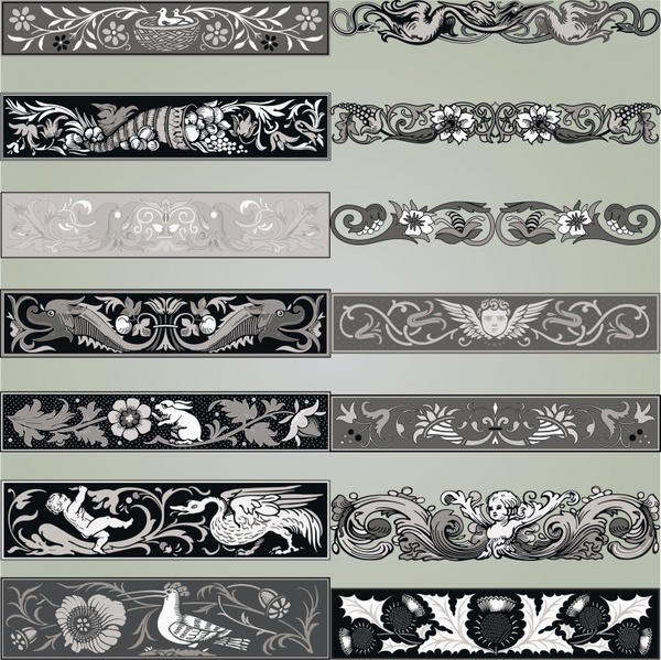 european decorative templates retro symmetric nature elements decor