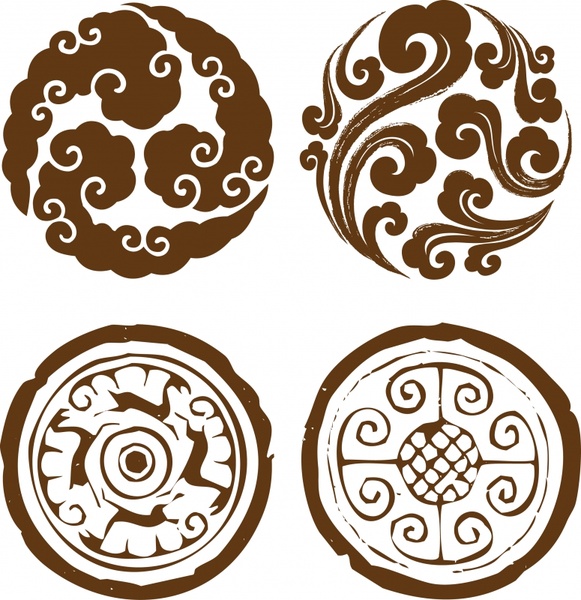 traditional pattern design elements retro symmetry circle layout