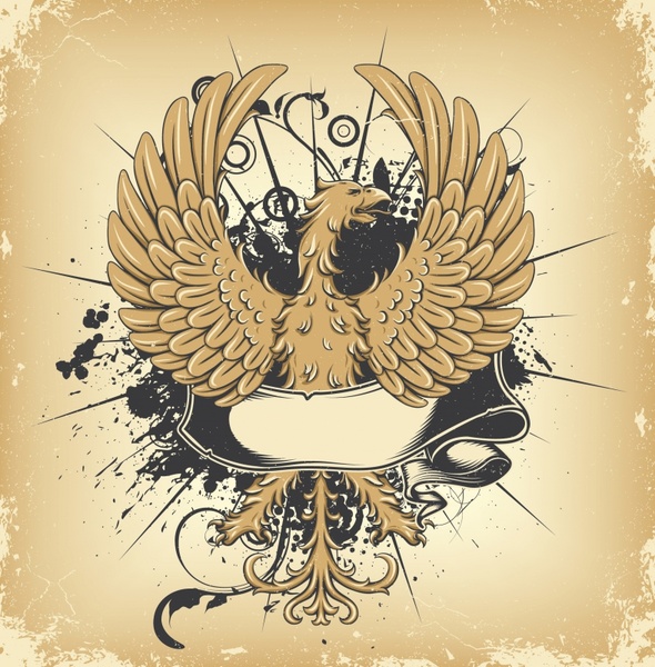 document background vintage grunge decor phoenix sketch