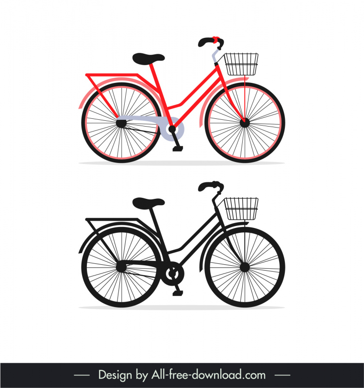 traffic bicycle icon female decor flat mockup sketch