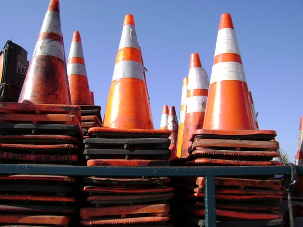 traffic cones road