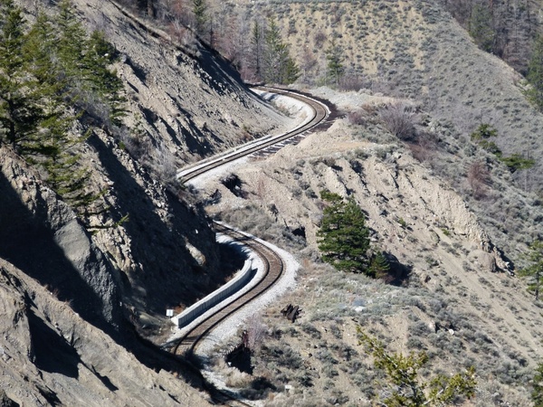 train tracks winding canyon