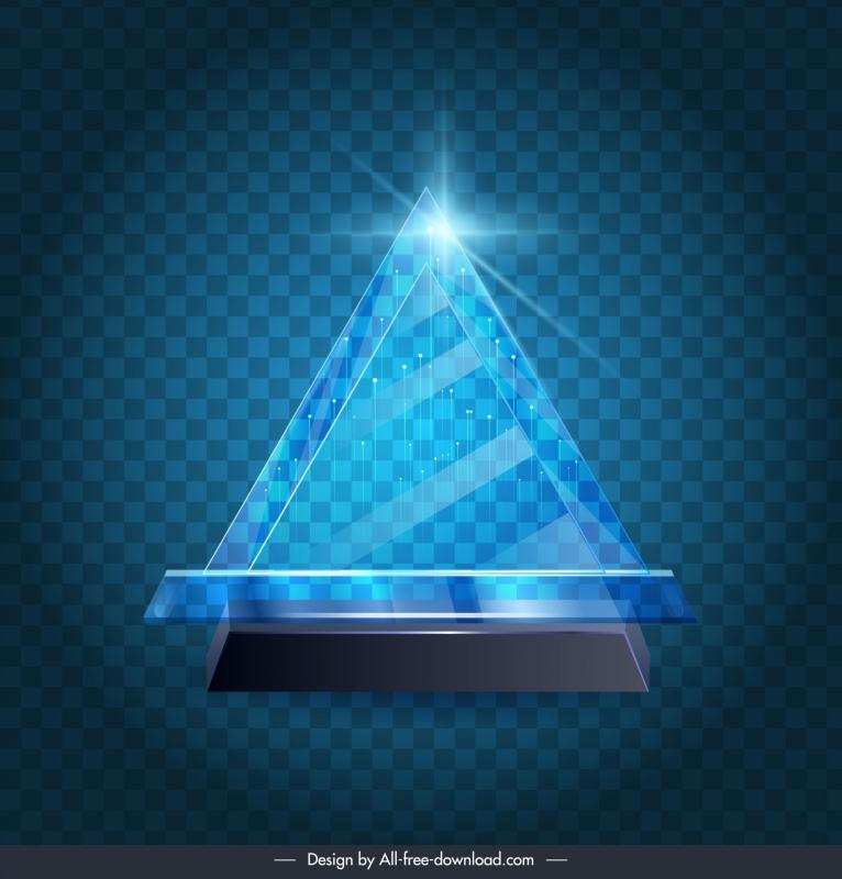 transparent glass award template elegant 3d pyramid shape 