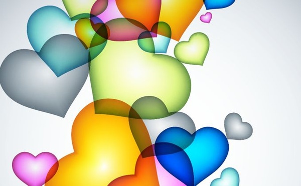 hearts background colorful transparent modern design