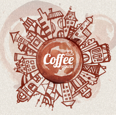travel and coffee elements vector background graphics