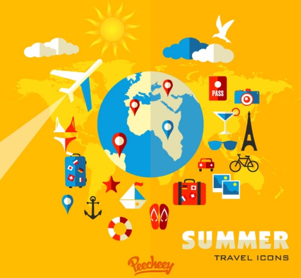 travel around the world icons collection