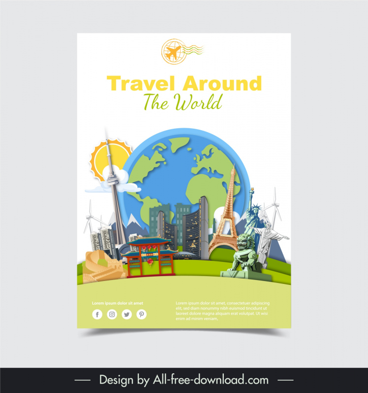 travel around the world poster template countries elements globe design 