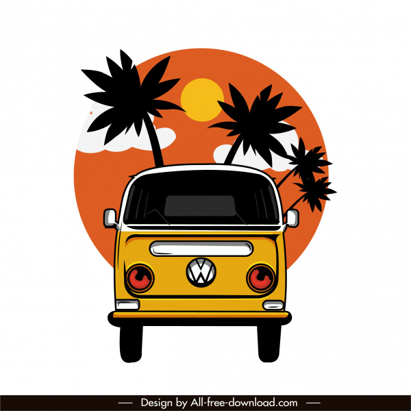 travel bus icon colored flat classical sketch