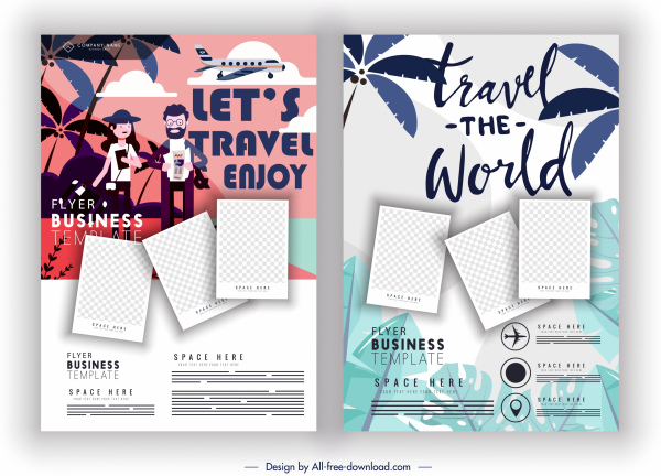travel flyer templates colorful classic decor