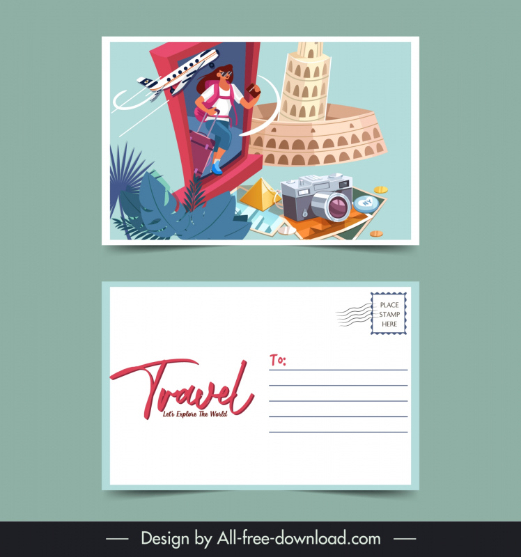 travel postcard templates dynamic tourism elements