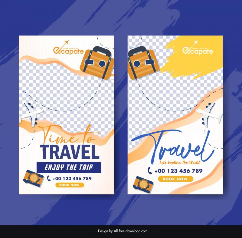 travel roll up banner templates checkered curves airplane decor 