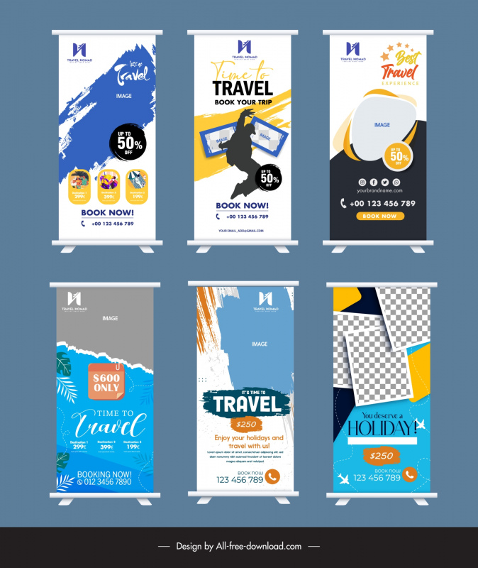 travel rollup banner templates collection modern vertical standee