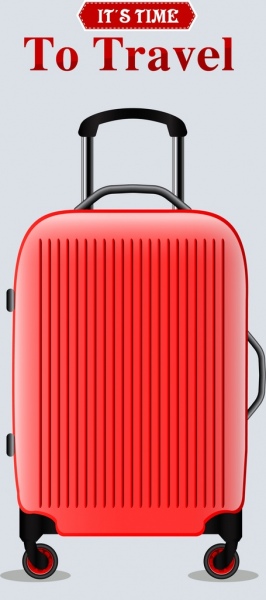 travel time banner red luggage icon decor 