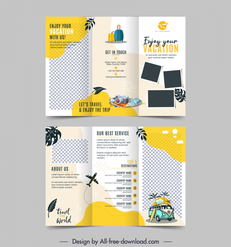 traveling brochure templates trifold checkered travel elements