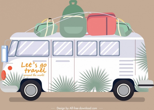 traveling bus icon classical flat design