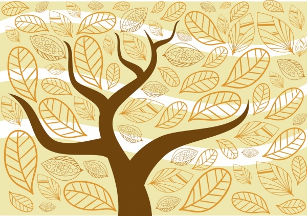 tree and falling leaves decor background cartoon drawing