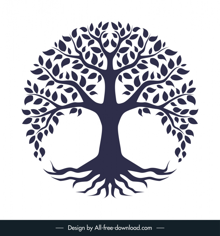 tree of life icon flat symmetric silhouette sketch