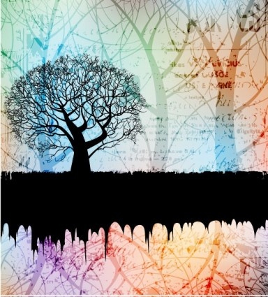 tree silhouette elements background vector