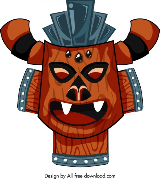 tribal mask template classical colored design horror face