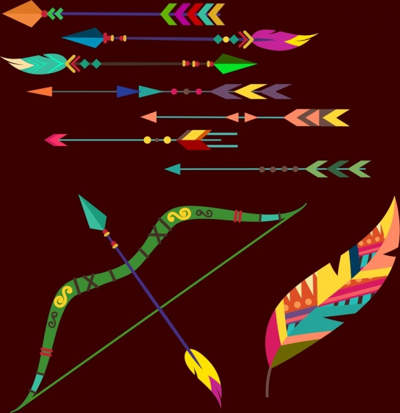 tribe symbol design elements colorful arrows and leaf