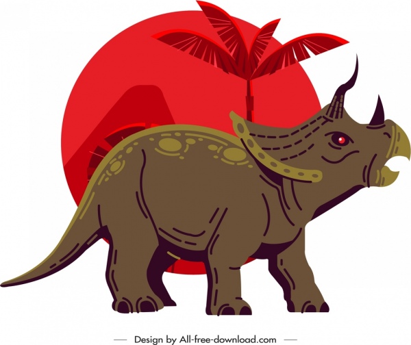 triceraptor dinosaur icon classical design cartoon character sketch