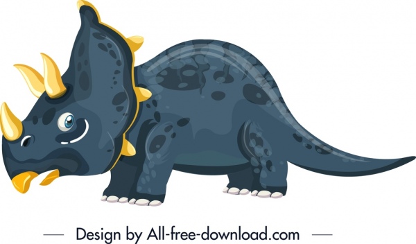 triceraptor dinosaur icon colored cartoon character design