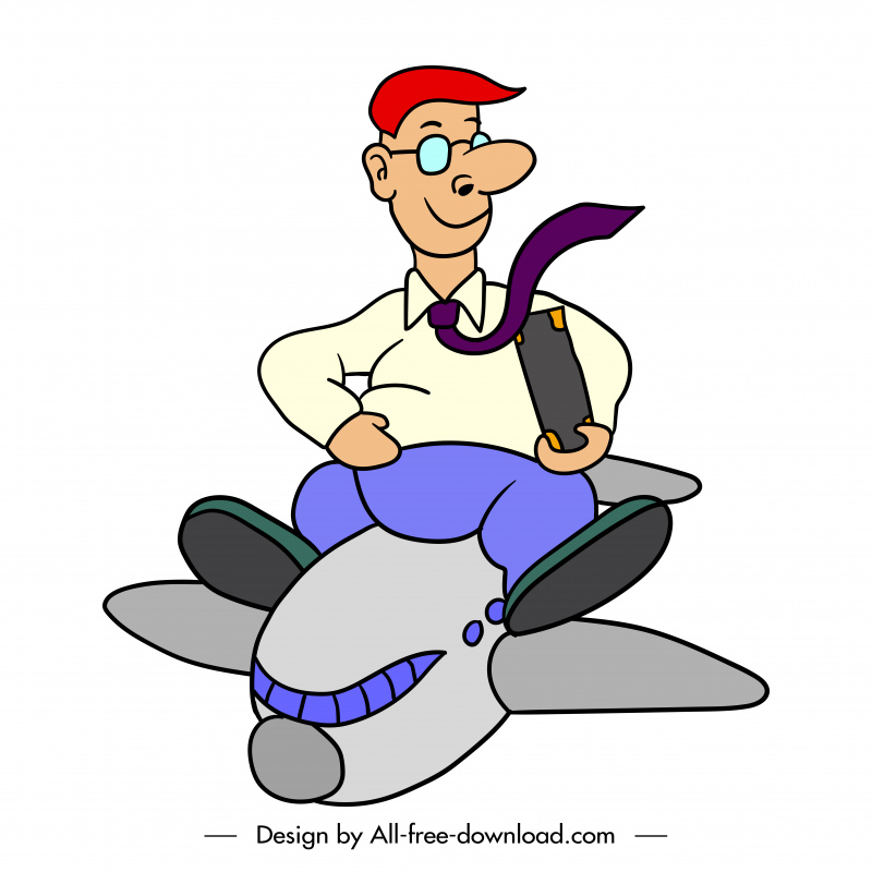 trip design element man airplane sketch cartoon design 
