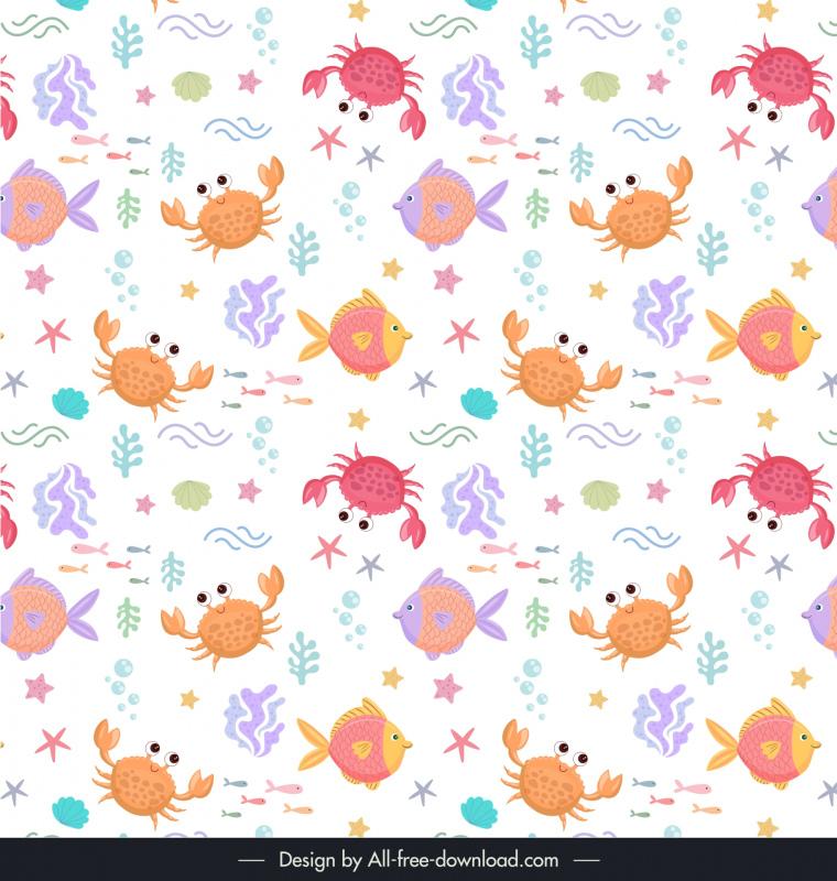 tropical fish seamless pattern template elegant flat repeating 