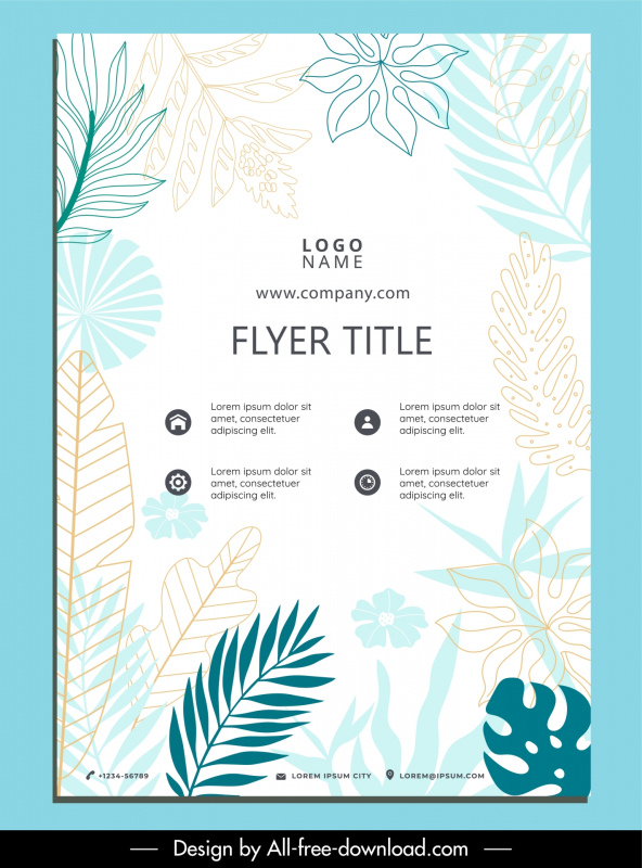 tropical flyer template flat handdrawn nature elements