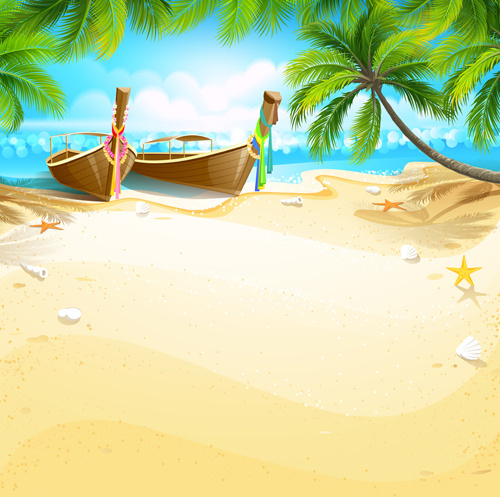 tropical islands holiday background design vector 