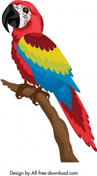 tropical parrot icon colorful cartoon sketch