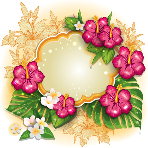 Download Tropical summer flower frame background vector Free vector ...