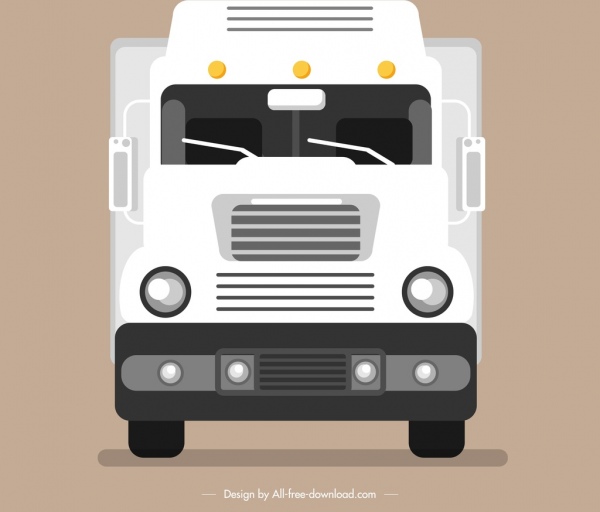trucking lorry icon front side sketch white decor