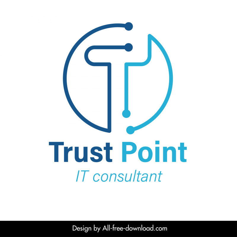 trust point logo template modern flat rounded curves dots decor