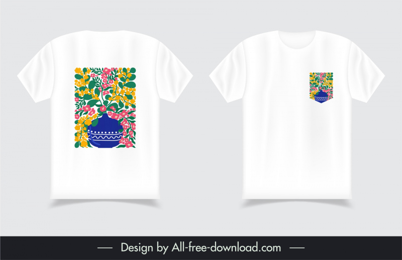 tshirt design template blooming flowerpot decor
