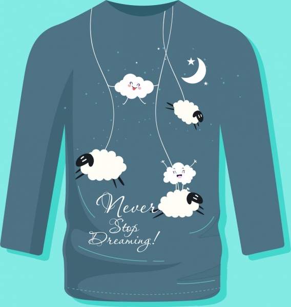 tshirt template dream theme cloud moon sheep icons