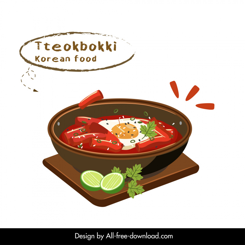 tteokbokki korean food advertising poster classical elegant 3d ketch