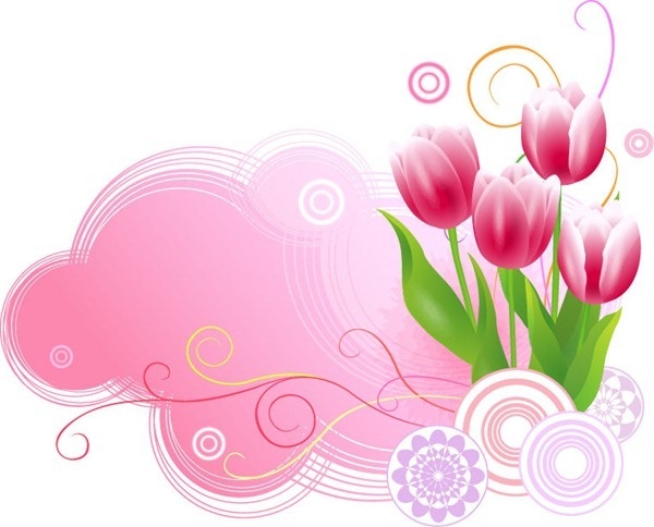 tulip with abstract background vector illustration