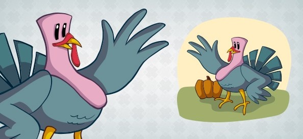 turkey waving vector character