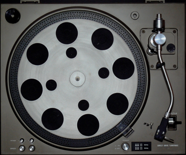 closeup of ancient film player machine