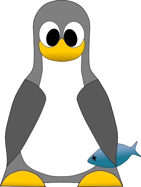 Tux With Fish clip art