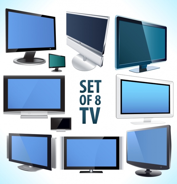 tv monitor icons modern 3d design
