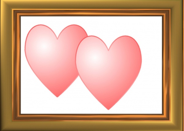 two framed hearts