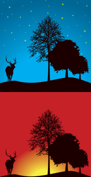 Download Two Landscapes With Trees And Deer Free Vector In Encapsulated Postscript Eps Eps Vector Illustration Graphic Art Design Format Open Office Drawing Svg Svg Vector Illustration Graphic Art