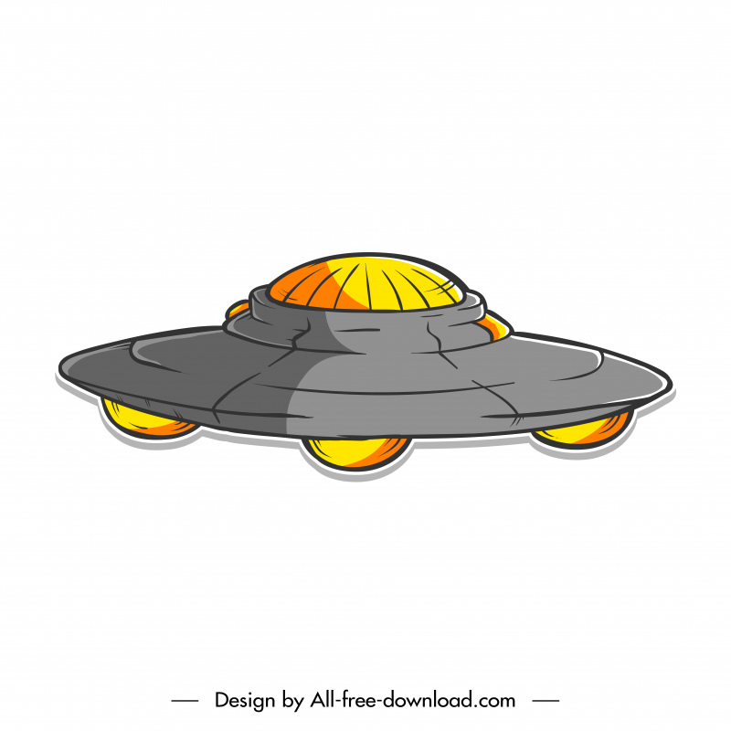 ufo sign icon colored classic handdrawn outline