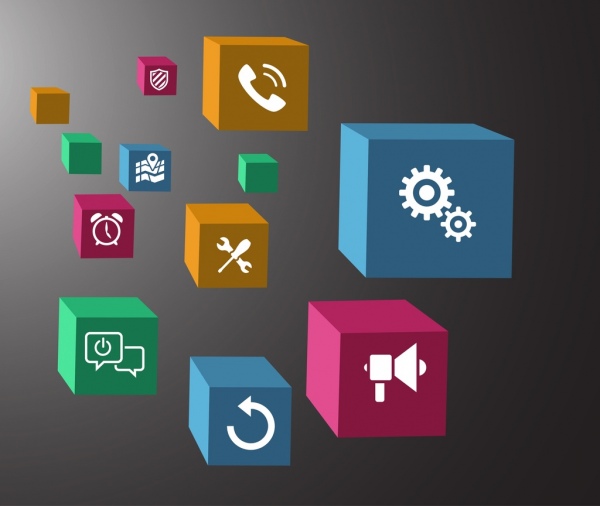 ui icons isolation colorful 3d cubes design