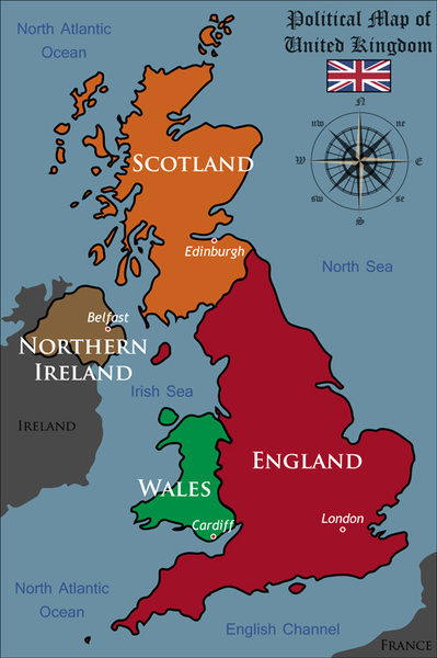 united kingdom political map vector