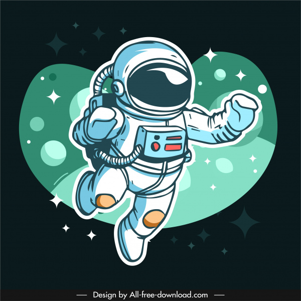 universe astronaut background handdrawn cartoon sketch