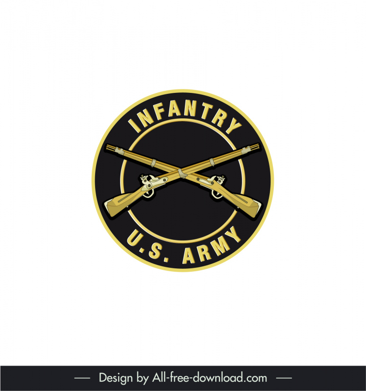 us army infantry branch insignia template classical symmetric long guns sketch